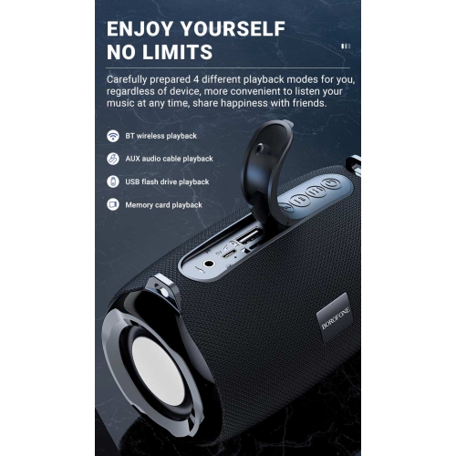 Waterproof Portable Wireless Bluetooth 5.0 Sports Stereo Bass Loud Speaker for Travel Hiking Indoor Outdoor Party, Black