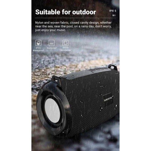 Waterproof Portable Wireless Bluetooth 5.0 Sports Stereo Bass Loud Speaker for Travel Hiking Indoor Outdoor Party, Black