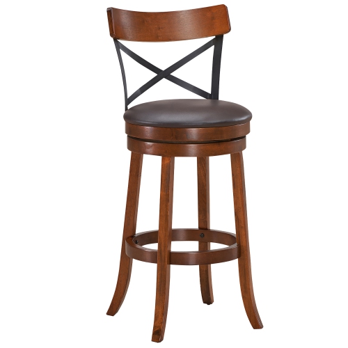 Costway Set of 2 Bar Stools Swivel 29.5'' Dining Bar Chairs with Rubber Wood Legs