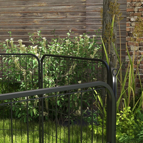 PawHut Dog Playpen, 31.5"W Heavy-Duty Metal Puppy Play Pen, Pet Exercise Fences for Outside and Indoor, DIY Design with Door for Medium Dogs, 8