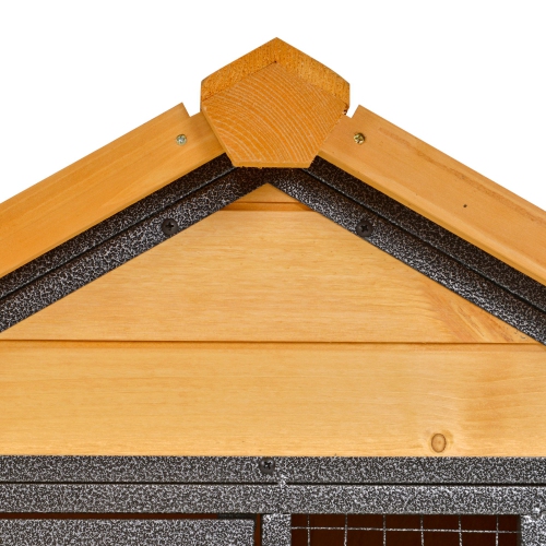PawHut Wood-Metal Large Rabbit Hutch Bunny Cage Pet House Small Animal Habitat with Slide-Out Tray, Lockable Door, Water-Resistant Asphalt Roof,