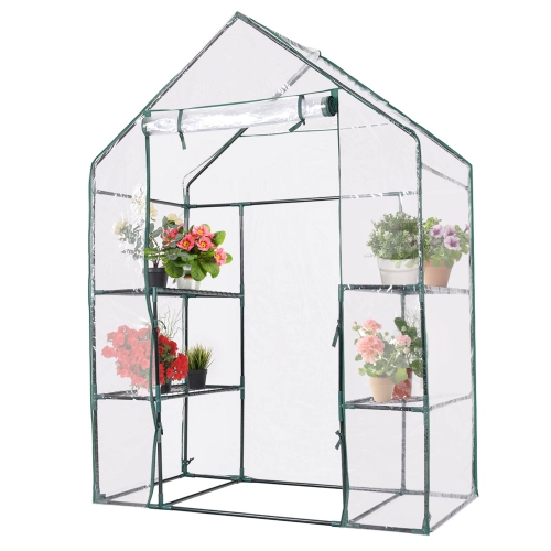 COSTWAY  Portable Mini Walk In Outdoor 3 Tier 6 Shelves Greenhouse