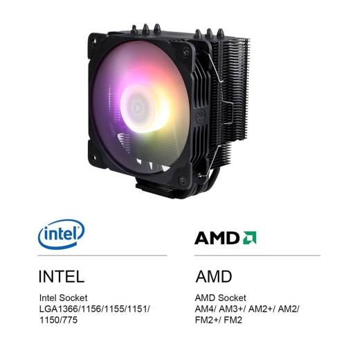 Vetroo 5 Heat Pipes 120mm PWM Processor 150W TDP Fan Intel LGA 1200 115X / AMD Ryzen AM4 Universal Socket Black