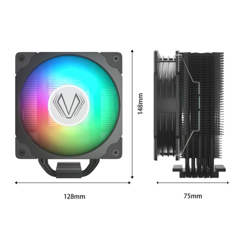 Vetroo 5 Heat Pipes 120mm PWM Processor 150W TDP Fan Intel LGA 1200 115X / AMD Ryzen AM4 Universal Socket Black