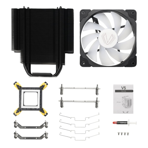 Vetroo 5 Heat Pipes 120mm PWM Processor 150W TDP Fan Intel LGA 1200 115X / AMD Ryzen AM4 Universal Socket Black