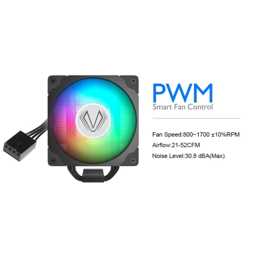 Vetroo 5 Heat Pipes 120mm PWM Processor 150W TDP Fan Intel LGA 1200 115X / AMD Ryzen AM4 Universal Socket Black