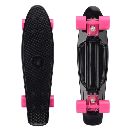 PHAT ™ Plastic Cruiser Skateboard avec tout-en-un Skate T-Tool, 22 "Mini Street Surfing Skateboard - Noir Rose