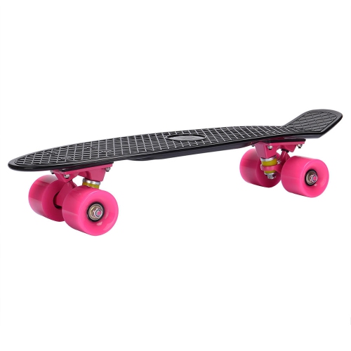 PHAT ™ Plastic Cruiser Skateboard avec tout-en-un Skate T-Tool, 22 "Mini Street Surfing Skateboard - Noir Rose