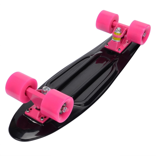 PHAT ™ Plastic Cruiser Skateboard avec tout-en-un Skate T-Tool, 22 "Mini Street Surfing Skateboard - Noir Rose