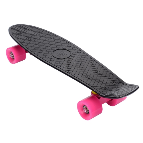 PHAT ™ Plastic Cruiser Skateboard avec tout-en-un Skate T-Tool, 22 "Mini Street Surfing Skateboard - Noir Rose