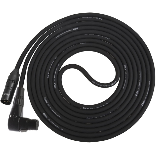 LyxPro - 15 Ft - Black - XLR Male to Right Angle Female Microphone Cable for professional Microphone & Devices