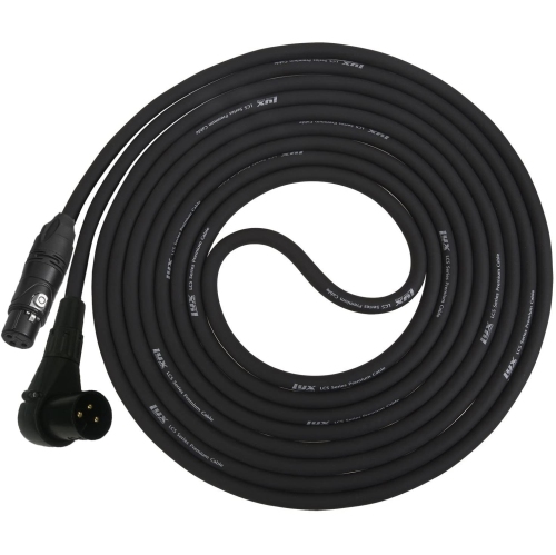 LyxPro - 25 Ft - Black - XLR Right Angle Male to Female Microphone Cable for professional Microphone & Devices