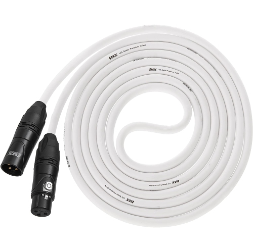 LyxPro Balanced XLR Cable 6 ft Premium Series Professional Microphone Cable, Powered Speakers and Other Pro Devices Cable, White