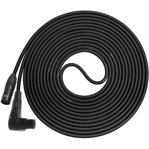 LyxPro - 20 Ft - Black - XLR Male to Right Angle Female Microphone Cable for professional Microphone & Devices