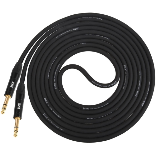 LyxPro ¼” TRS to ¼” TRS Balanced Cable 6 feet male to male, Crystal Clear, Noiseless, Heavy Duty and Flexible Black