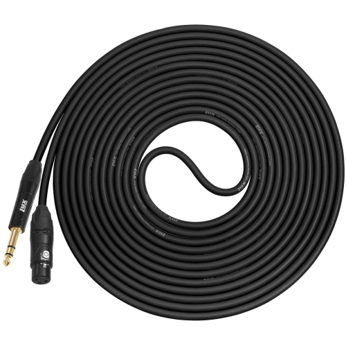 LyxPro 1/4” TRS to XLR Female Microphone Cable - 15 Ft - Black - for Professional Microphones and Devices