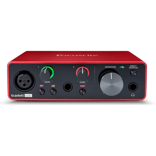Focusrite Scarlett Solo 2x2 USB Audio Interface Full Studio Bundle with Creative Music Production Software Kit and CR3-X Pair Studio Monitors and