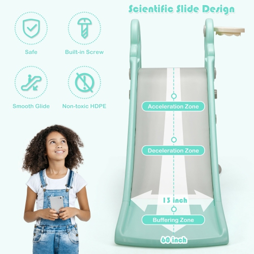 Costway 3-in-1 Kids Climber Slide Play Set w/Basketball Hoop Indoor & Outdoor