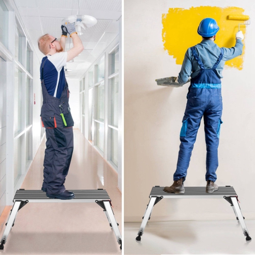 Goplus 330lbs Aluminum Step Stool Folding Bench Work Platform Non-slip Drywall Ladder