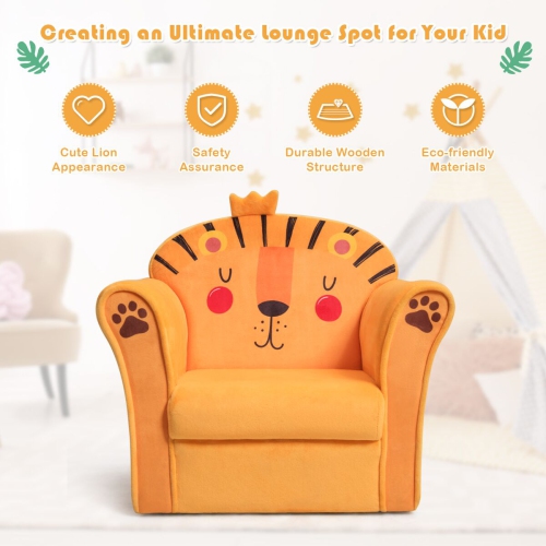 Costway Kids Lion Sofa Children Armrest Couch Toddler Furniture Gift