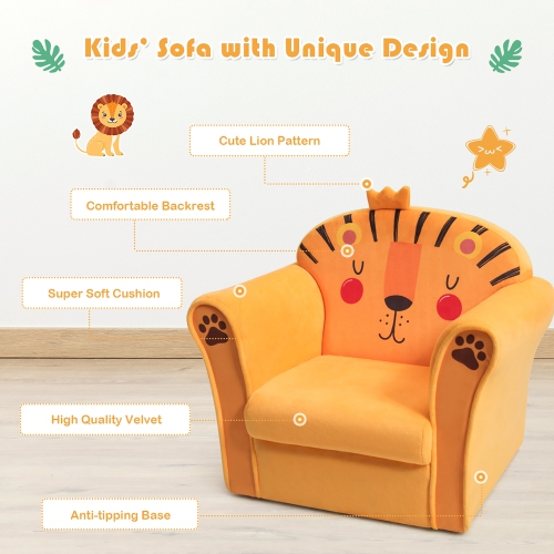 Costway Kids Lion Sofa Children Armrest Couch Toddler Furniture Gift