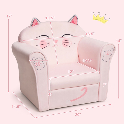 Costway Kids Cat Sofa Children Armrest Couch Toddler Furniture Gift