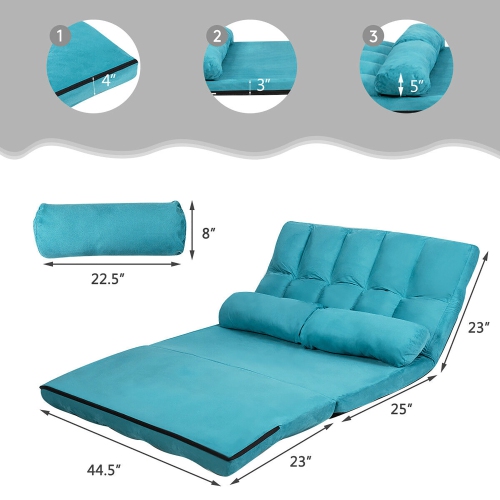 Costway Foldable Floor Sofa Bed 6-Position Adjustable Lounge Couch with 2 Pillows