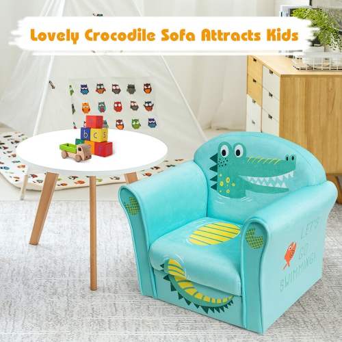 Costway Kids Crocodile Sofa Children Armrest Couch Toddler Furniture