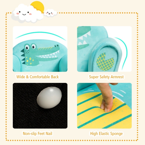 Costway Kids Crocodile Sofa Children Armrest Couch Toddler Furniture