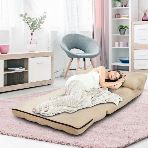 Costway Foldable Floor Sofa Bed 6-Position Adjustable Lounge Couch with 2 Pillows