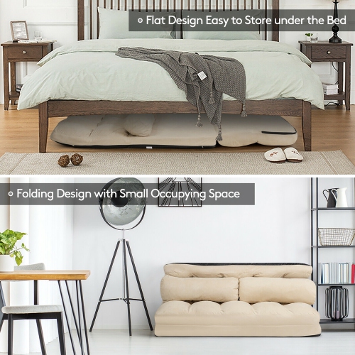 Costway Foldable Floor Sofa Bed 6-Position Adjustable Lounge Couch with 2 Pillows