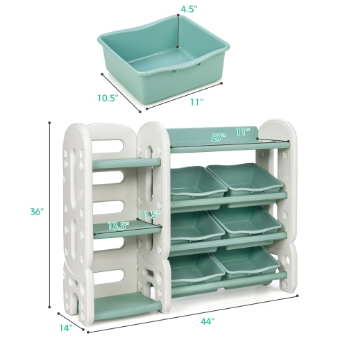 Costway Kids Toy Storage Organizer w/Bins & Multi-Layer Shelf for Bedroom Playroom