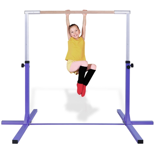 COSTWAY  Gymnastic Steel Horizontal Training Bar Junior Home Practice 3'-5' Adjustable