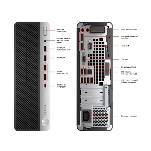 Refurbished - HP EliteDesk 600 G3 SFF Desktop Computer Intel Core i5 6500@3.2GHz 32GB DDR4 RAM 512GB SSD Windows 10 Home Keyboard and Mice WiFi HDMI