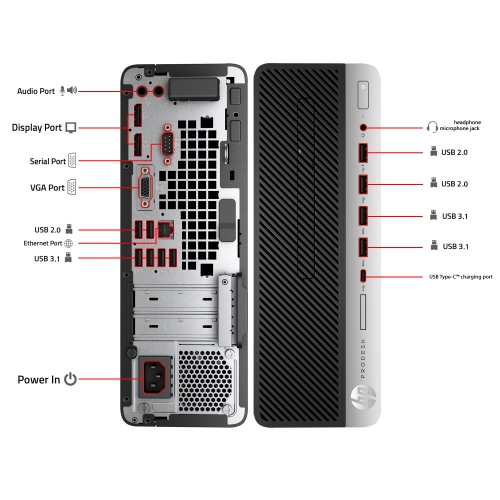 HP EliteDesk 600 G3 Desktop - Intel Core i5-6500, 8GB Memory, 1TB SSD, Win 10 Home + Wi-Fi, Keyboard & Mouse Included by HP - Refurbished condition - Image 2