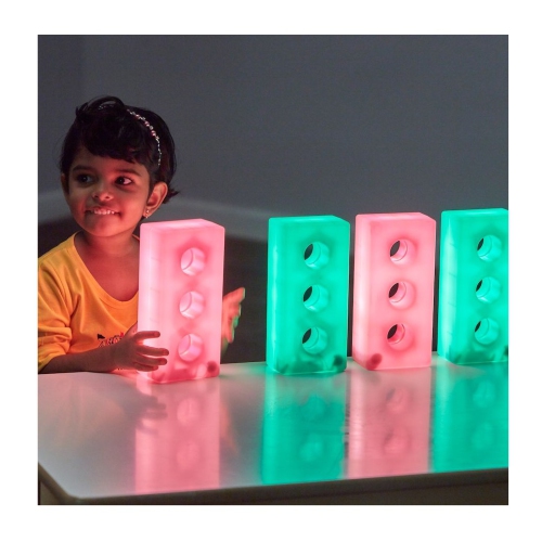 TTS Light Up Glow Building Construction Fun Bricks Box for Kids