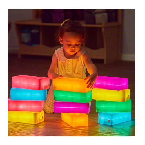 TTS Light Up Glow Building Construction Fun Bricks Box for Kids