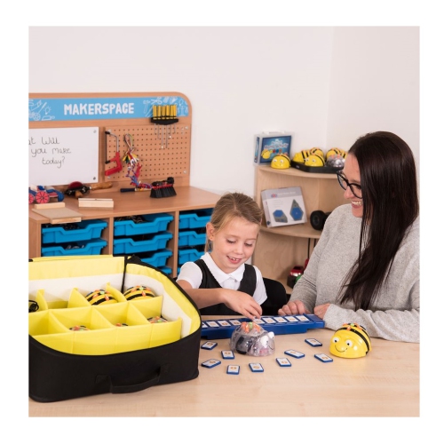 TTS Bee-Bot/Blue-Bot Programmable Robot Toy City Floor Placemats Hive Storage Bag with 6-Blue-Bots & Docking Station