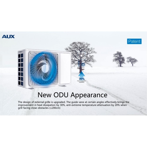 AUX 12,000 BTU 115-Volt, Climatiseur sans Conduit Mini Split avec Pompe à Chaleur, 17 SEER, 600 Pieds Carrés, 1 Tonne, 12 pieds jeu de lignes,