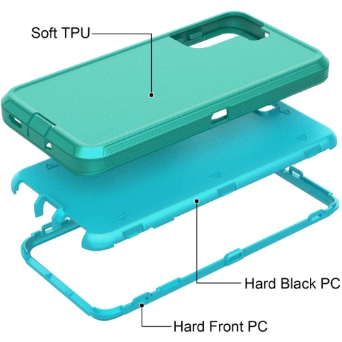 【CSmart】 Anti-Drop Triple 3 Layers Shockproof Heavy Duty Defender Hard Case for Samsung Galaxy S21, Mint