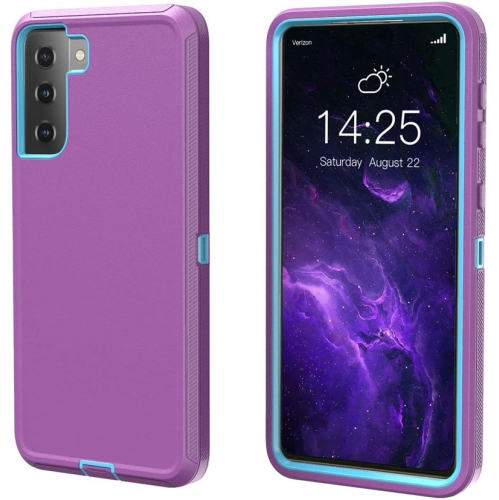 【CSmart】 Anti-Drop Triple 3 Layers Shockproof Heavy Duty Defender Hard Case for Samsung Galaxy S21, Purple