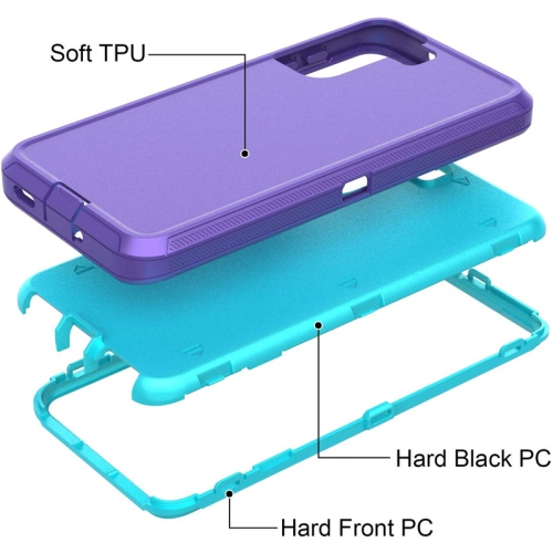 【CSmart】 Anti-Drop Triple 3 Layers Shockproof Heavy Duty Defender Hard Case for Samsung Galaxy S21, Purple