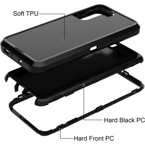 【CSmart】 Étui Coque rigide anti-chute triple 3 couches antichoc robuste Defender pour Samsung Galaxy S21 Plus S21+, rouge