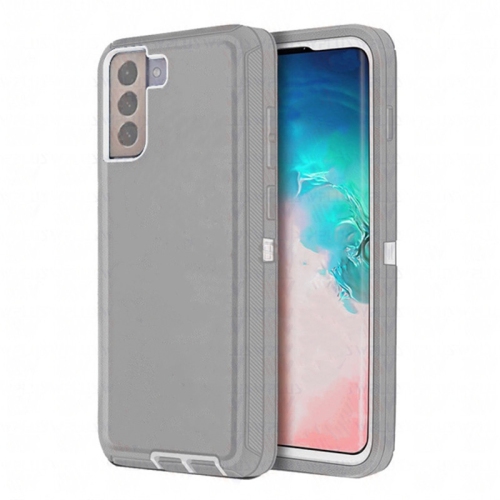 【CSmart】 Anti-Drop Triple 3 Layers Shockproof Heavy Duty Defender Hard Case for Samsung Galaxy S21, Grey