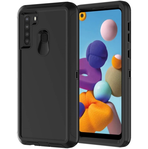 【CSmart】 Anti-Drop Triple 3 Layers Shockproof Heavy Duty Defender Hard Case for Samsung Galaxy A21, Black