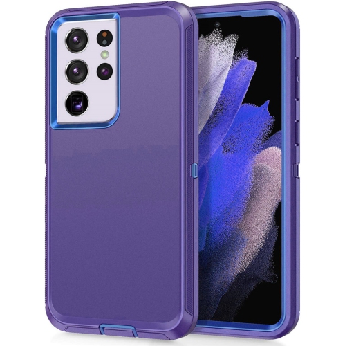 【CSmart】 Étui Coque rigide anti-chute triple 3 couches antichoc robuste Defender pour Samsung Galaxy S21 Ultra, violet