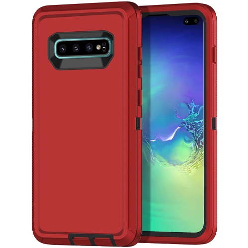 【CSmart】 Anti-Drop Triple 3 Layers Shockproof Heavy Duty Defender Hard Case for Samsung Galaxy S10, Red