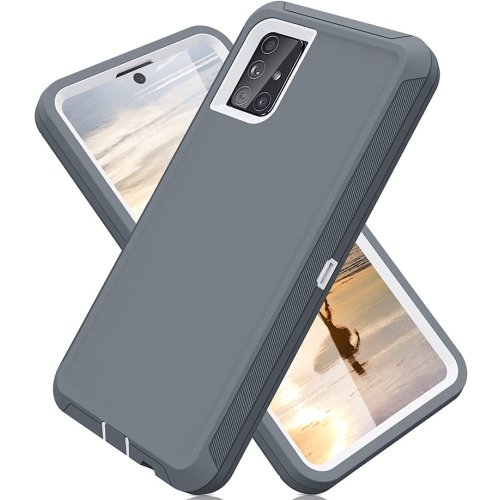 【CSmart】 Anti-Drop Triple 3 Layers Shockproof Heavy Duty Defender Hard Case for Samsung Galaxy A52 5G, Grey