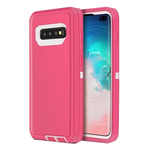 【CSmart】 Anti-Drop Triple 3 Layers Shockproof Heavy Duty Defender Hard Case for Samsung Galaxy S10, Hot Pink