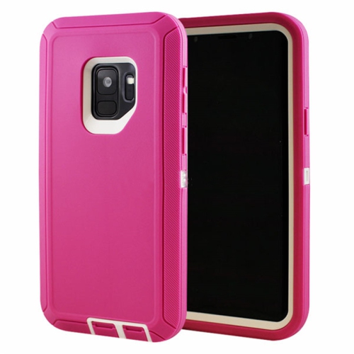 【CSmart】 Anti-Drop Triple 3 Layers Shockproof Heavy Duty Defender Hard Case for Samsung Galaxy S9, Hot Pink